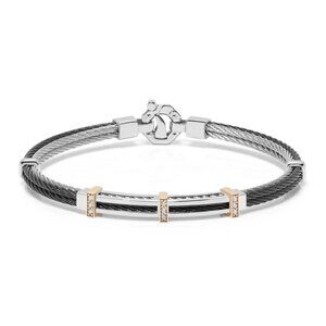 BARAKA Men's BR312511RODB220016 Rose Gold Black PVD White Diamonds Bracelet